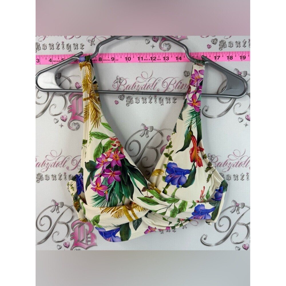 Alex Marie Bikini Top Cream with Pink, Purple & Green Trim